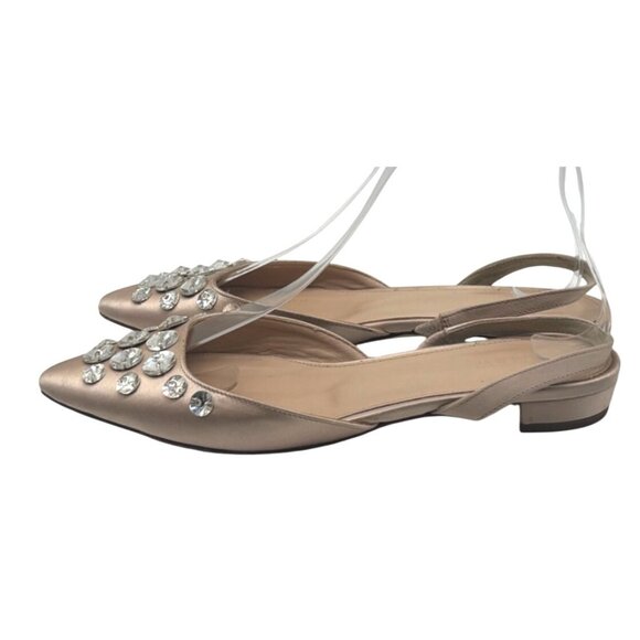J. Crew Women’s Embllished Satin Slingback Flats, Pink Blush, Size 6 - Picture 3 of 12